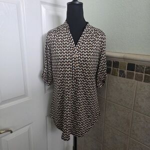 PerSeption Concept Black and Tan Geometric Top Work Office Size Medium